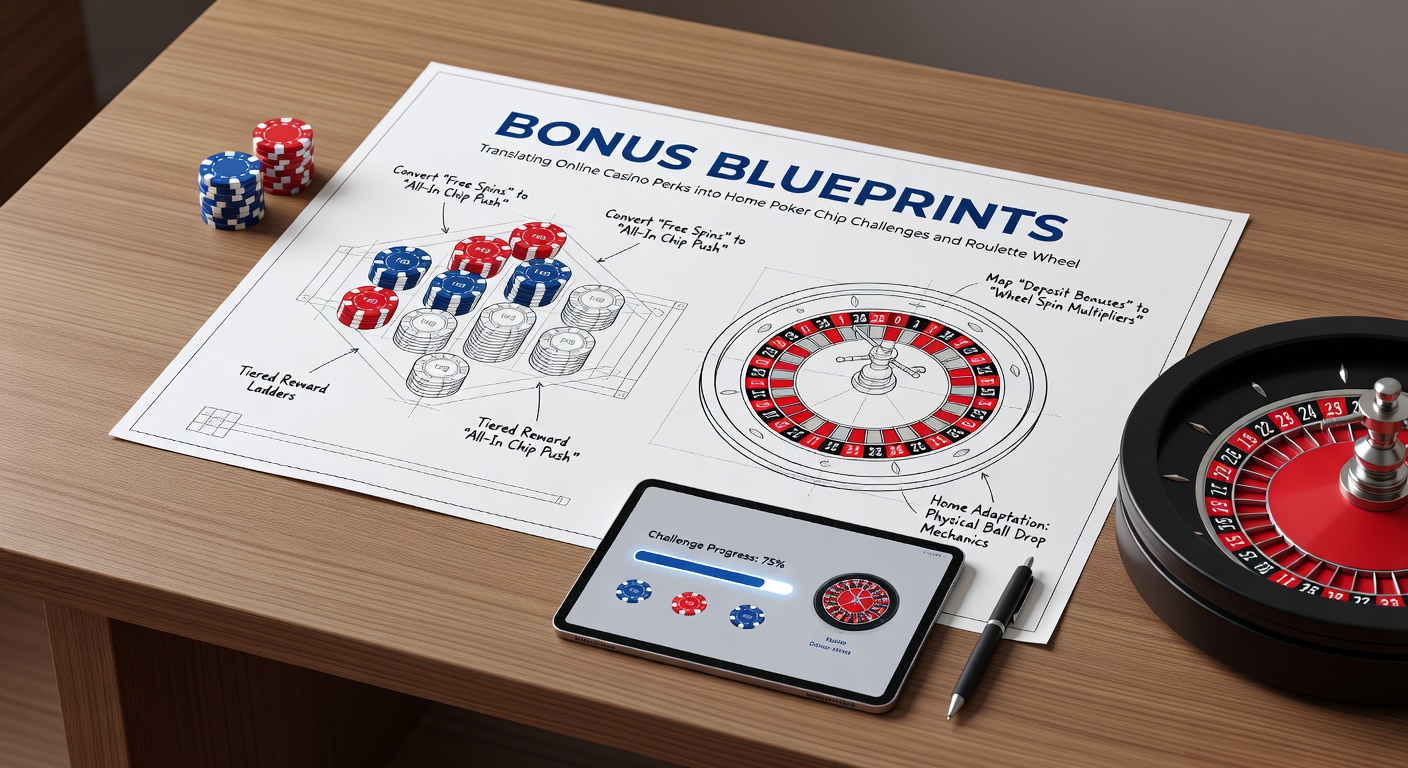 Close-up of a roulette wheel in action during a home workout challenge, poker chips arranged in bonus tiers beside it, evoking online casino reward systems