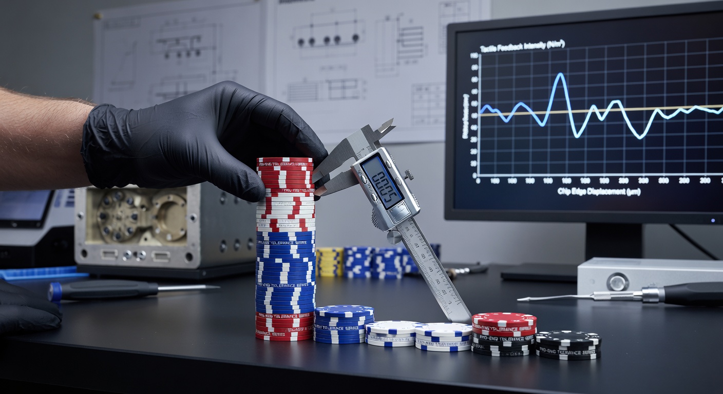 Poker training session in progress with standardized chip sets laid out on felt tables at an international facility